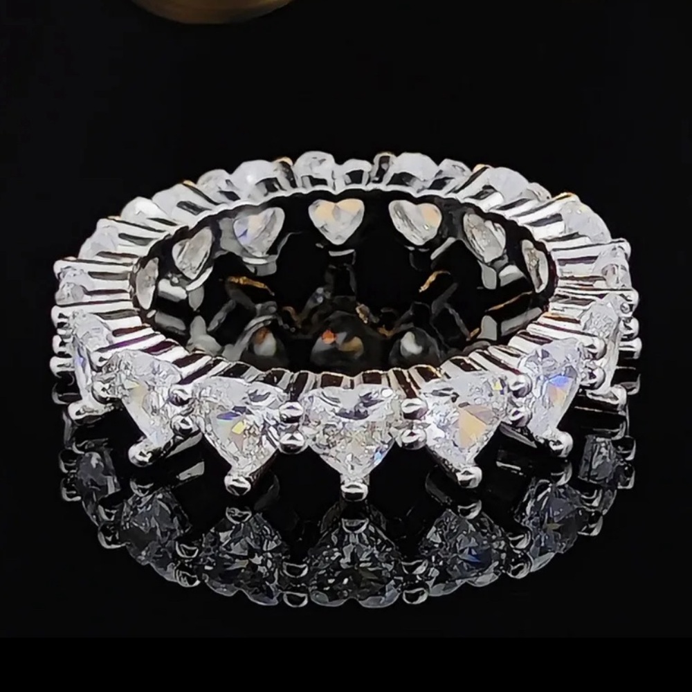 HEART ❤️ SHAPED Diamond Eternity Band - Picture 2 of 9